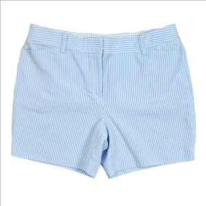 Talbots Seersucker 100% Cotton Blue & White Stripe 6" Perfect Short